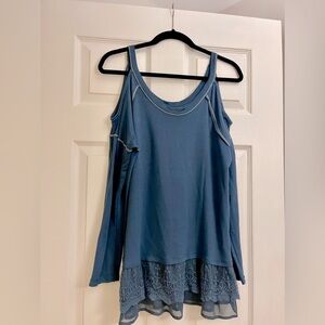 Navy Blue Cold Shoulder Top -Small